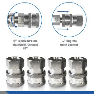 Raccordi Femmina NPT a Connessione Rapida 1/4' in Acciaio Inox per Strumenti di Pulizia Auto con Idropulitrice ad Alta Pressione - Product Image 5