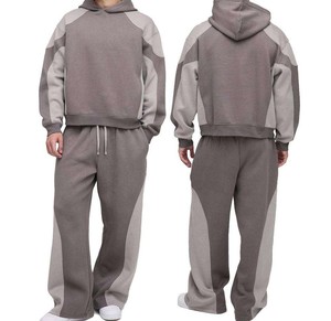 Ensemble survêtement pour homme, pantalon de survêtement à capuche et sweat-shirt, streetwear, surdimensionné, molleton lourd, ample, pantalon de survêtement évasé, 100% coton - Product Image 4