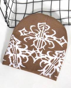 Bonnet d'hiver unisexe en tricot jacquard 100% acrylique, style Y2K, uni, pour usage quotidien en extérieur, coupe basse - Product Image 3