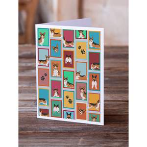 Whimsical A7 Tamaño 5x7 Tarjetas de notas en blanco Paquete de 8 lotes de tarjetas de felicitación Sable Pembroke Corgi con sobres - Product Image 2