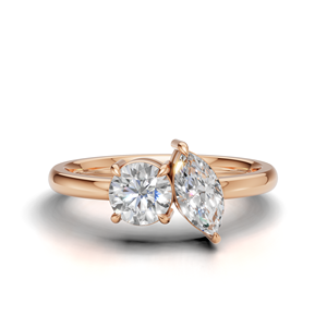 IGI Certified Lab Grown Diamond Toi Et Moi <b>Ring</b> 18K Yellow / White & Rose Gold Round & Marquise Shape Engagement <b>Ring</b> for Women - Product Image 1