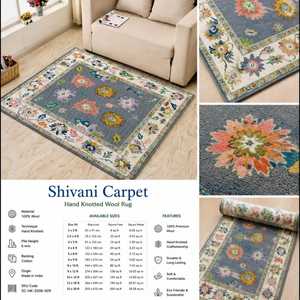 Tapis en laine noué à la main, design floral Oushak - Product Image 3