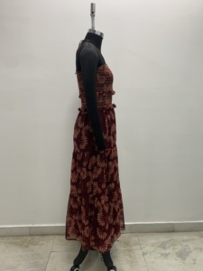 Strapless Boho Maxi <b>Dress</b> <b>Vintage</b> High Waist Cotton A Line Floral Printed Ruffle <b>Summer</b> Casual <b>Dress</b> - Product Image 3