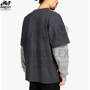 เสื้อยืดพิมพ์ลายแขนยาวคุณภาพสูงทรงโอเวอร์ไซส์สำหรับผู้ชาย ผ้าฝ้ายสองชั้น แขนยาวสองชั้น - Product Image 3