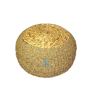 <b>Vintage</b> Living Cotton Water Hyacinth Pouf Natural Woven Ottoman Home Decor Vietnam Manufacturer - Product Image 3