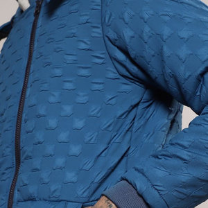 Chaqueta Acolchada Azul para Hombre, Cuello Alto, Cierre de Cremallera, Resistente al Viento, Abrigo Casual de Invierno, Color Sólido, Relleno de Algodón, Diseño Paisley - Product Image 4
