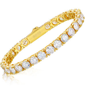 Luxury Men's 925 Silver Rhodium Plated Emerald Cut Diamond Tennis Bracelet Channel Setting Geometric Everyday Wear - Product Image 1