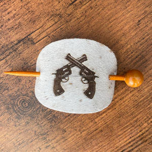 Laser Engraved 100% Genuine Handmade Leather <b>Hair</b> Barrette with Wooden <b>Slide</b> Top Quality Luxury Designer <b>Hair</b> Barrette for Women - Product Image 3