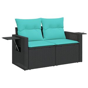 Conjunto de Sofás de Jardín de Ratán PE Negro y Azul, Acero con Recubrimiento en Polvo y Material de Poliéster - Product Image 3