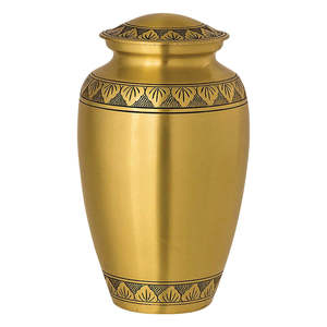 Urne funéraire en métal doré pour cendres humaines |   Urne commémorative gravée pour adultes |   Design classique, capacité de 220 pouces cubes, respectueux de l'environnement - Product Image 1