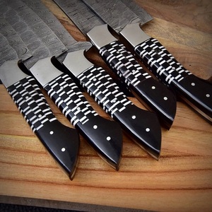Professional Damascus Steel Kitchen <b>Knife</b> <b>Set</b> with Black and White Pattern Handle Professional Hunting <b>Knives</b> By A&M Enterprises - Product Image 2