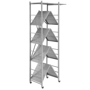 Scaffale Pieghevole a 5 Ripiani 81L X 36P X 183H cm, con 5 Ruote, Unità di Stoccaggio in Metallo Pieghevole, Organizzatore Senza Montaggio per Spezie - Product Image 4