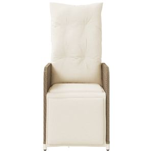 Sedia da Giardino Reclinabile in Rattan PE Beige con Struttura in Acciaio Verniciato a Polvere, Comoda Seduta per Esterni - Product Image 4