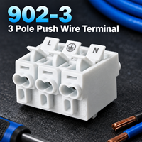 Bloc de jonction 3 positions 902-3P, connecteur rapide sans vis pour câble, 450V 32A, PA66, double poussoir pour panneau de commande d'éclairage