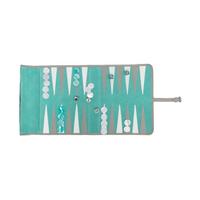 Ensemble de voyage de backgammon de luxe pliable en cuir PU, durable et abordable, avec sac enroulable, jeu de dés et pochette