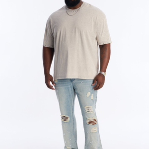 New Design Custom Oversized Rhinestone T-shirt Drop Shoulder Distressed Acid Washed Diamond T Shirt For Men - Product Image 4