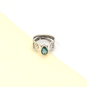Topaz Pear Cut Handmade Silver Plated Gemstone <b>Ring</b> Bohemian Style Daily Wear Minimalist Statement <b>Ring</b> November Birthstone - Product Image 4