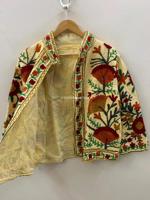 Chaqueta de Algodón con Cuello Mandarín Bordado a Mano con Diseño Floral, Estilo Bohemio, Manga Larga, Ropa de Abrigo Otoñal para Mujer Adulta