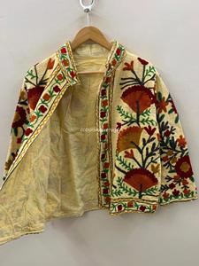 Veste en coton à col mandarin brodée à la main, style bohème, manches longues, pour femme adulte, vêtement d'extérieur d'automne - Product Image 2