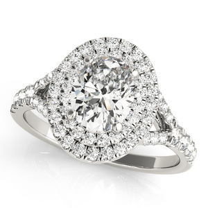 Ensemble de bagues de mariage en diamant ovale cultivé en laboratoire certifié IGI, double halo, or 10K 14K 18K, argent 925 935, bijoux fins - Product Image 3
