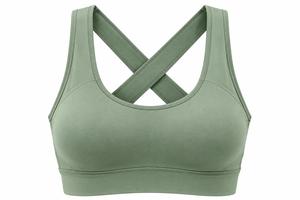 Sujetador deportivo para mujer con tirantes anchos cruzados en la espalda, almohadillas extraíbles, elástico, sin aros, de secado rápido, soporte medio, de Spandex/Nylon - Product Image 1