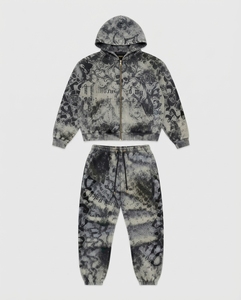 Survêtement unisexe à imprimé loup, à capuche, manches longues, fermeture éclair, vêtement décontracté d'hiver, coupe régulière, poches latérales, 100% polyester - Product Image 1
