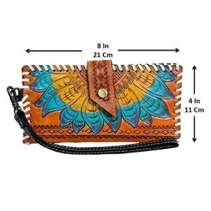 Nuevo bolso de mano de cuero mecanizado a mano de gran capacidad 2025, billetera de cuero genuino, tarjetero, organizador con muñequera para mujer - Product Image 2