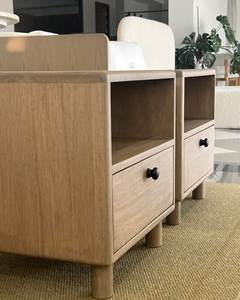 Modern Wooden Nightstand Bedside Table with 2 Drawers Accent Side <b>Cabinet</b> for Bedroom Living Room - Product Image 3