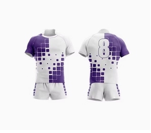 Conjunto de Uniforme de Rugby Transpirable, Camiseta de Manga Corta y Pantalones Cortos con Patrón Deportivo Sublimado para Ropa Deportiva - Product Image 4