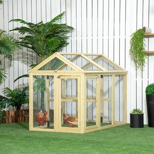 Recinto per Polli in Legno Componibile 4.6FT X 2.8FT, Gabbia per Animali in Legno Naturale con Posatoi - Product Image 2