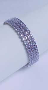 Natural Tanzanite Tennis Charm <b>Bracelet</b> in Sterling Silver Luxury Blue Violet <b>Gemstone</b> Women's Wedding Gift - Product Image 3