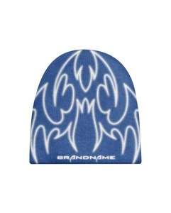 Gorro de Punto Jacquard con Patrón Azul y Blanco, Unisex, Estilo Urbano, para Invierno, 56-58CM, Marca [NOMBRE DE LA MARCA] - Product Image 1