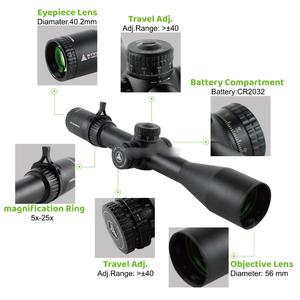 กล้องส่องทางไกล Hawkeye Optics คุณภาพสูงพิเศษ 5-25x56FFP IR พร้อมขาตั้งแบบ Cantilever ทำจากอลูมิเนียมอัลลอยด์ เคลือบสารกันแสงสะท้อนแบบมัลติโค้ททั้งหมด ขนาดหลอด 34 มม. - Product Image 6