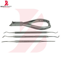 Kit de Herramientas de Podología, Set de 4 Piezas para el Cuidado de los Pies, Lima de Uñas, Cortaúñas, Instrumentos Quirúrgicos Profesionales de Acero Inoxidable Curvados