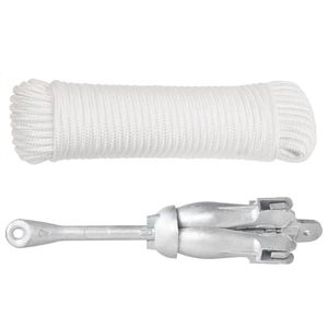 Ancre pliante en fonte galvanisée argentée de 17.6 lb avec corde pour bateaux - Product Image 2