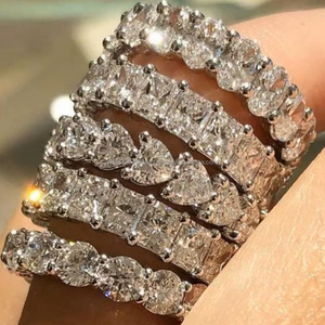 Lab Grown Diamond Multi Band Eternity <b>Ring</b> Solid Gold 10K 14K 18K Bridal Engagement Wedding Stackable <b>Statement</b> <b>Ring</b> for Women - Product Image 1