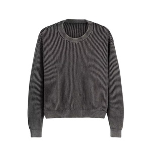 Pull en maille côtelée en nylon/coton personnalisé, style streetwear, avec logo brodé, couleur unie, pour homme, vente en gros, OEM ODM - Product Image 5