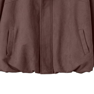<b>Women's</b> <b>Brown</b> Suede <b>Jacket</b> Cropped Moto Style Turn Down Collar Epaulet Solid Color Spring Coat <b>Women's</b> <b>Jackets</b> - Product Image 2