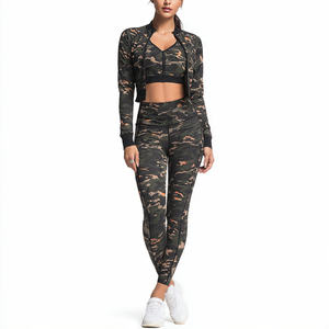 <b>Camouflage</b> Workout 3 Piece Set Women Sports Bra High Waist Jacket Yoga Wear <b>Leggings</b> 3 Piece Set Women's - Product Image 4