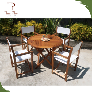 Ensemble complet de meubles de salle à manger d'extérieur contemporains en bois massif, tables et 4 chaises, écologiques, durables, pour hôtel et restaurant - Product Image 5