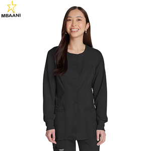 Blouse médicale pour femme, uniforme infirmier à boutons-pression avec poches, tissu extensible dans les deux sens, facile d'entretien, matière douce - Product Image 1