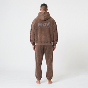 Custom Men's Acid Wash Hoodie <b>Jogger</b> <b>Set</b> Loose Fit Winter Tracksuit Vintage Urban Streetwear Two Piece Outfit For Men's - Product Image 6