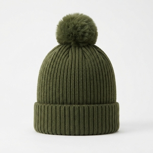 Gorro de Invierno Informal Personalizado, Gorro de Punto Acrílico de Alta Calidad con Borla de Pelo - Product Image 1