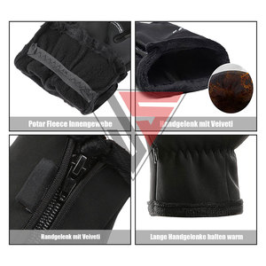 Gants de cyclisme d'hiver pour hommes, imperméables, thermiques, compatibles écran tactile, à doigts entiers, avec fermeture éclair, pour le cyclisme et les sports de plein air - Product Image 5