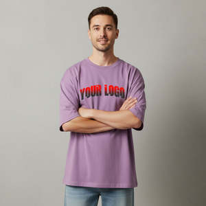 T-shirts Homme Oversize Couleur Violet Clair 2026 – Design Personnalisé, Épaules Tombantes, Coupe Ample et Respirante - Product Image 1