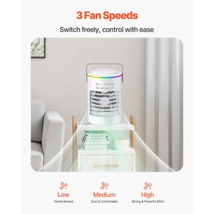Enfriador de Aire Evaporativo Portátil 4 en 1 con Temporizador Inteligente, Mini Aire Acondicionado de 3 Velocidades, Tanque de Agua de 600 ml, 7 Opciones de Color - Product Image 5