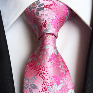 Cravate homme 8 cm 100% soie, motif floral rose, design Paisley original, pour mariage et fête, accessoires de chemise pour homme - Product Image 2