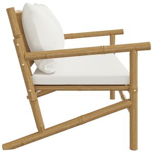 Banc de jardin en bambou blanc crème naturel pour la décoration de patio - Product Image 4