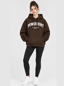 Custom 100% Cotton Premium Heavyweight Oversized Brown Graphic Hoodie Winter Warm Fleece Drop Shoulder Pullover Sweatshirt - Product Image 3