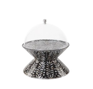 Precious mother of pearl cake stand, silver floral patterned tiled <b>seashell</b> container set filled with fine <b>chocolates</b> - Product Image 3